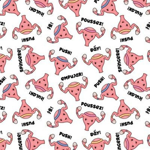 Strong Pregnant Uterus Languages PUSH! White