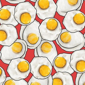Fried eggs feast on Red, Large