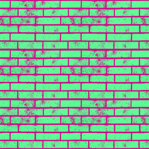 Brick Wall Bricks in Teal Green & Purple Colors (Small Scale)