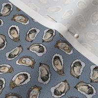 Oysters and pearls in ocean blue, small