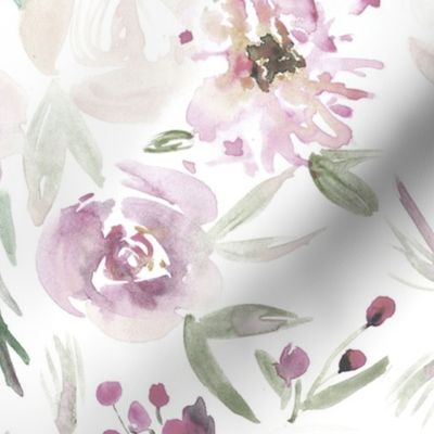 Blush Spring in Versailles watercolor flowers ★ painted tender florals for modern home decor, bedding, nursery