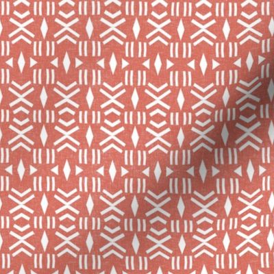 GEOMETRIC MUDCLOTH LINEN CORAL