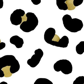 MEDIUM modern leopard print fabric - black and gold 