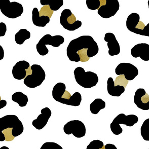 LARGE modern leopard print fabric - black and gold 