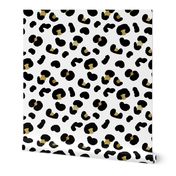 XLARGE modern leopard print fabric - black and gold 