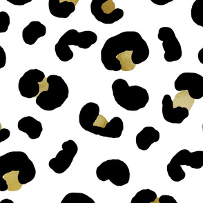 XLARGE modern leopard print fabric - black and gold 