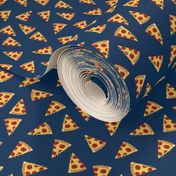 pizza fabric - pepperoni fabric with dripping cheese - navy