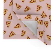 pizza fabric - pepperoni fabric with dripping cheese - pink