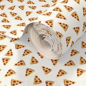 pizza fabric - pepperoni fabric with dripping cheese - white