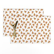 pizza fabric - pepperoni fabric with dripping cheese - white