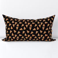 pizza fabric - pepperoni fabric with dripping cheese - black