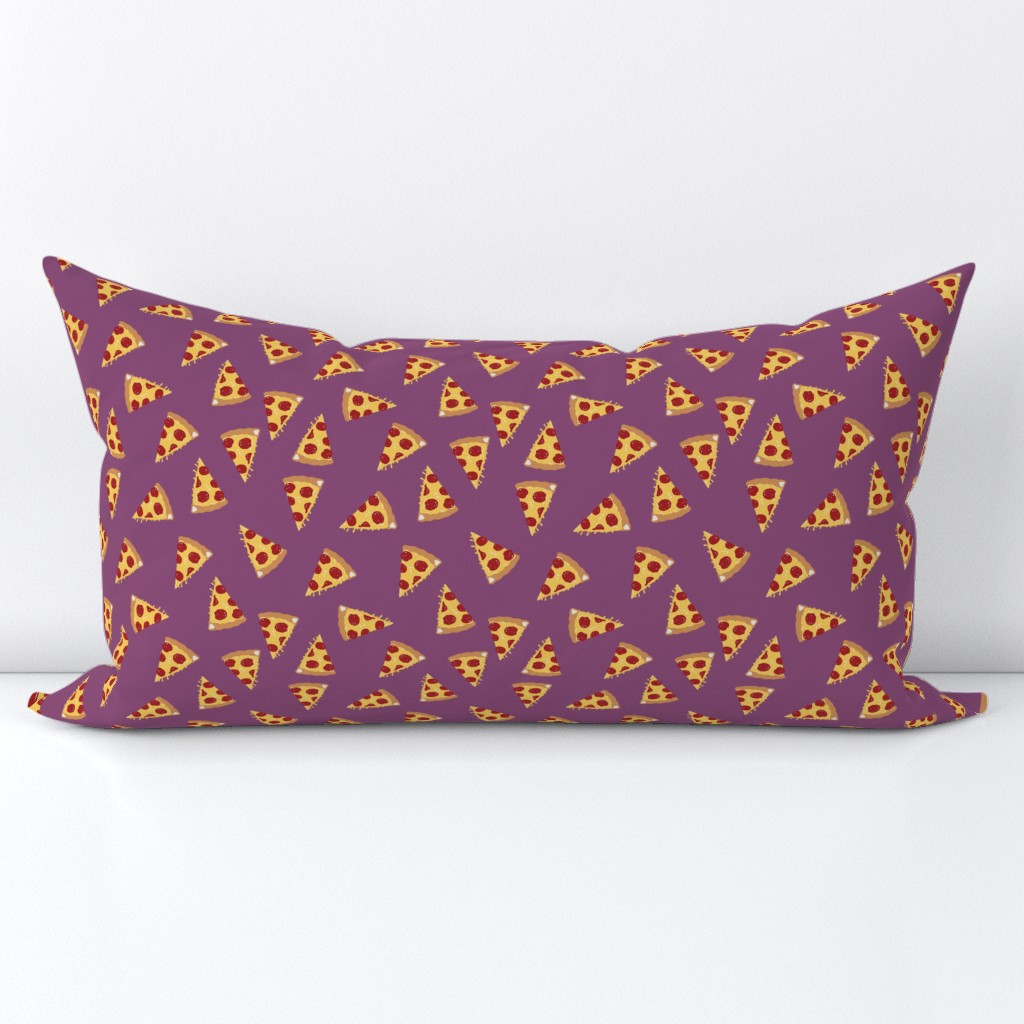 pizza fabric - pepperoni fabric with dripping cheese - purple