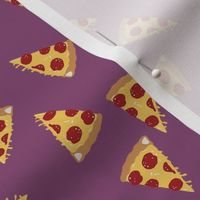 pizza fabric - pepperoni fabric with dripping cheese - purple