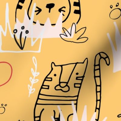 Safari Line Art - Roar Tiger Yellow