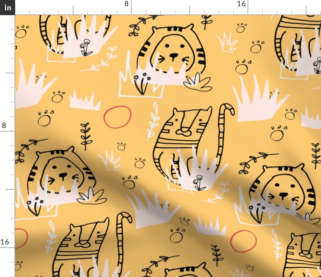 Safari Line Art - Roar Tiger Yellow