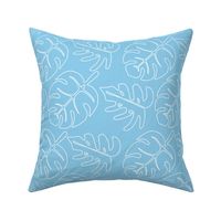 Safari Line Art - Monstera Leaves Blue