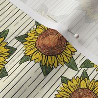 sunflowers - summer flowers - linocut - OG stripes  - LAD20