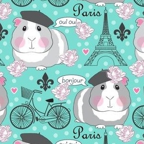 guinea pigs in paris on teal