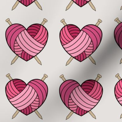 Knitting Hearts - pink