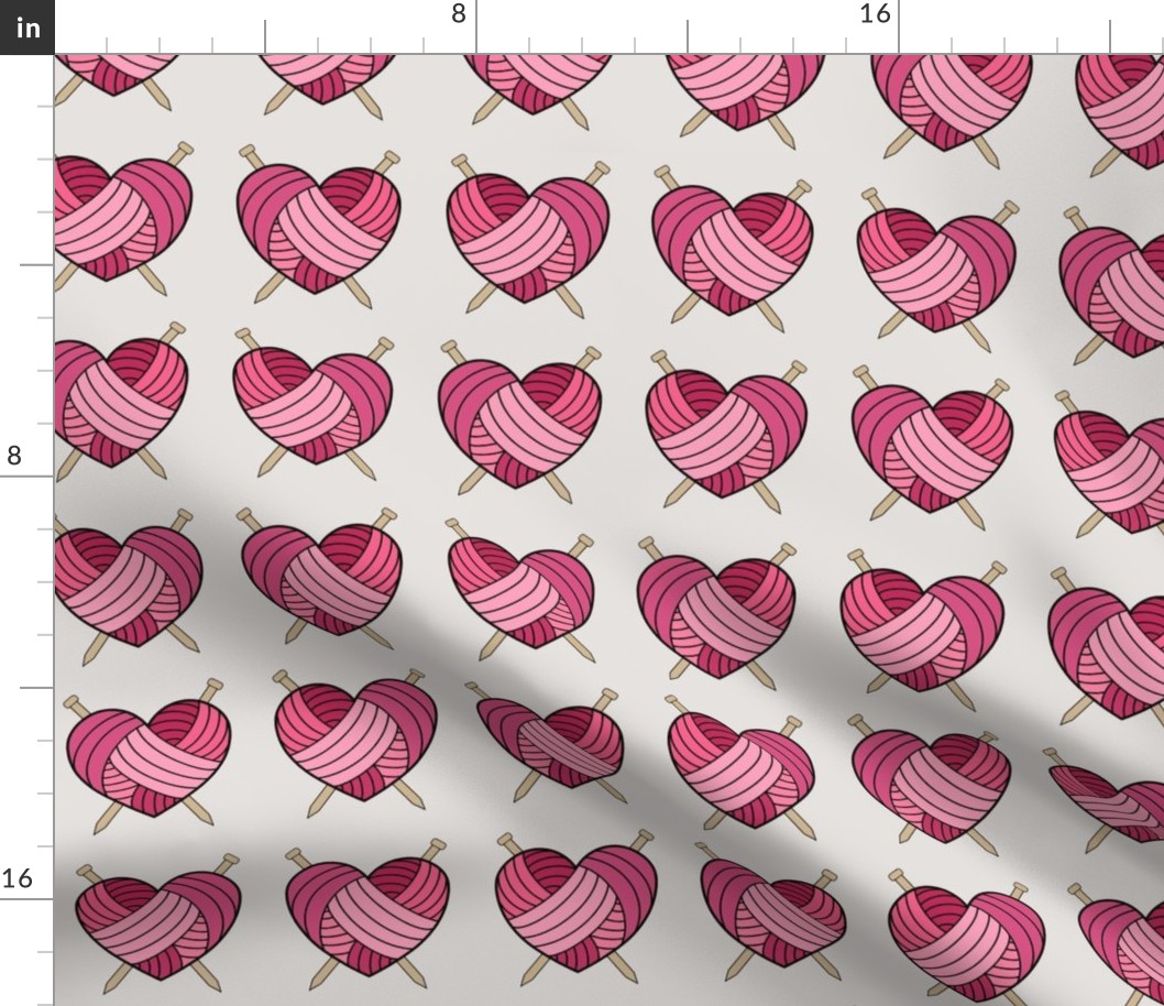 Knitting Hearts - pink