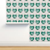 Knitting hearts - green