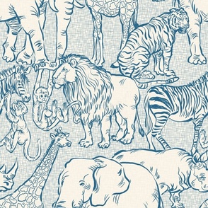 Safari Animals Blue Grey Large Scale