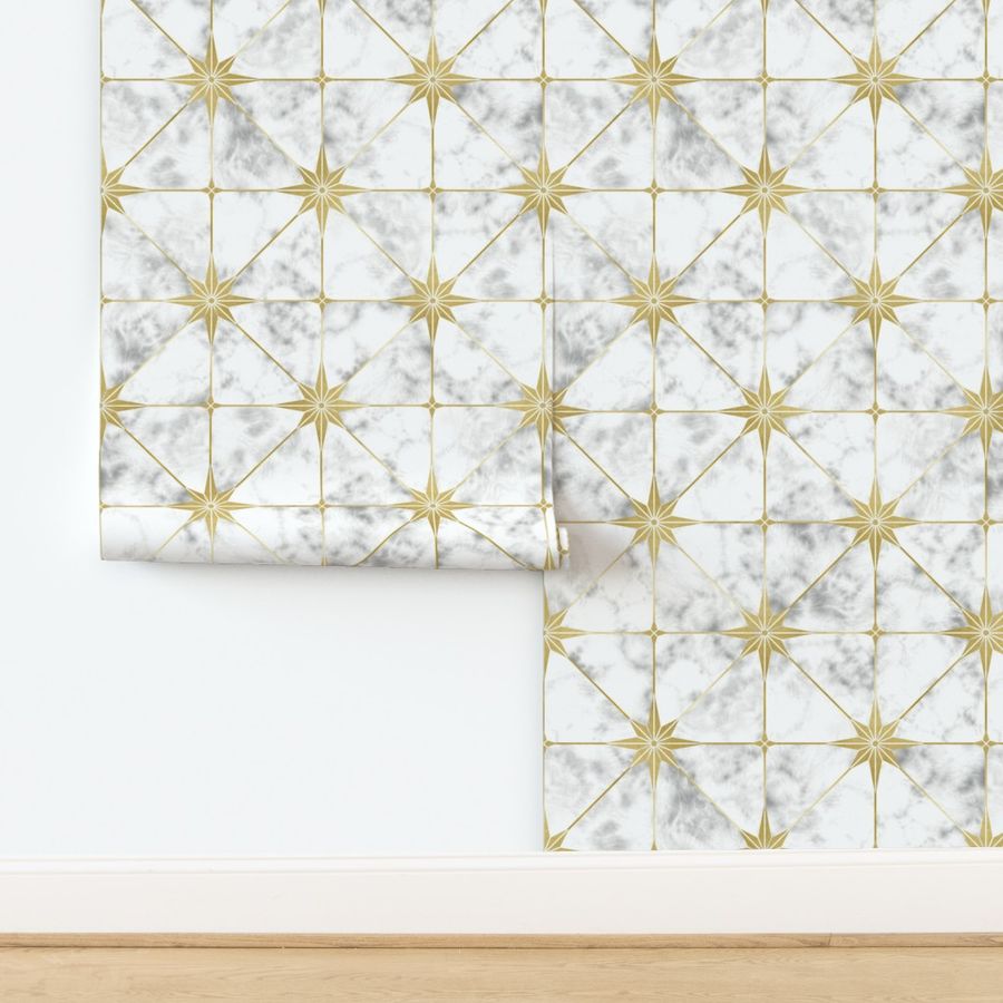 White marble and gold star