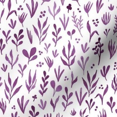 Watercolor botanicals - plum purple