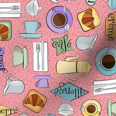 Midcentury Pastel Parisian Cafe Pink