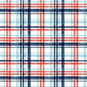 (small scale) Red and blue watercolor plaid (blue) C20BS