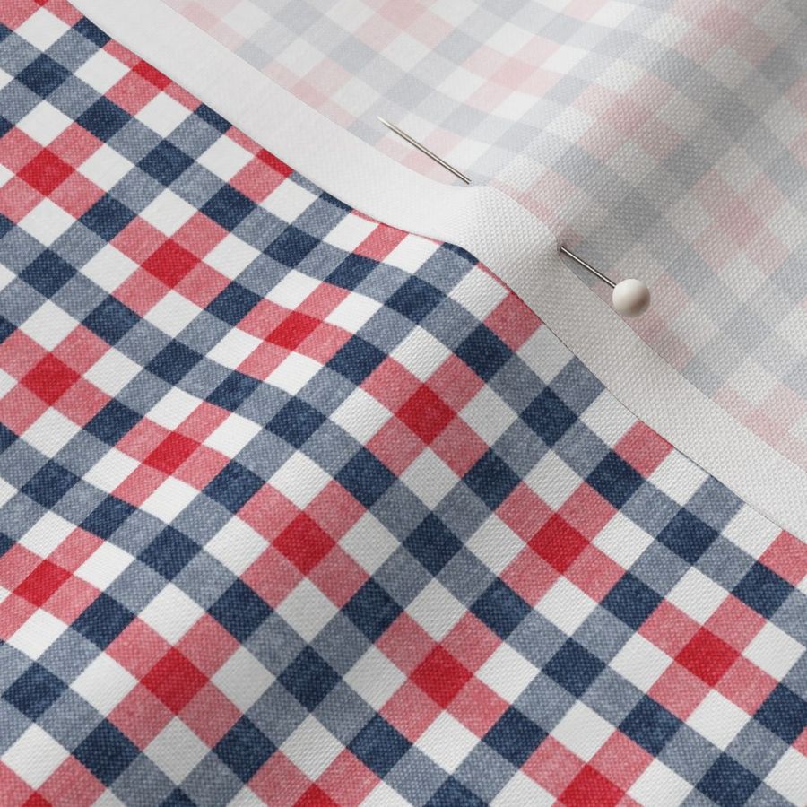 (micro scale) red white and blue plaid - Fabric | Spoonflower