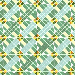 Cheater Quilt, Geometric Blocks in Citrus Colors