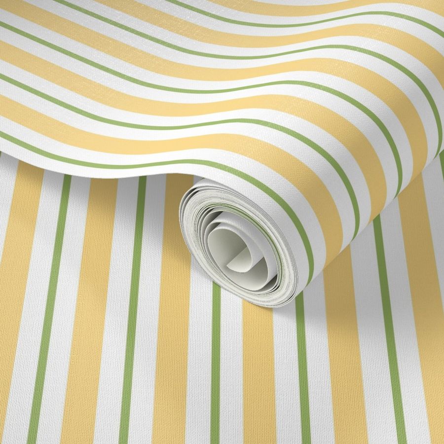 Vertical Stripes in Green, White, Yellow