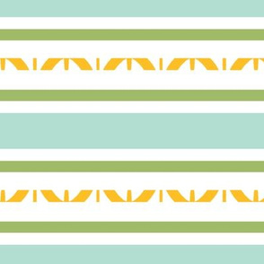 Horizontal Stripes in Teal, Green, White