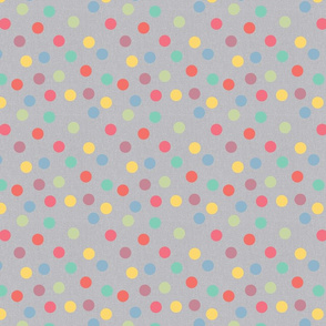 Rainbow dots on gray