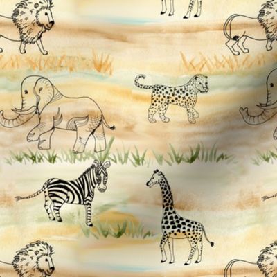 safari line art pattern