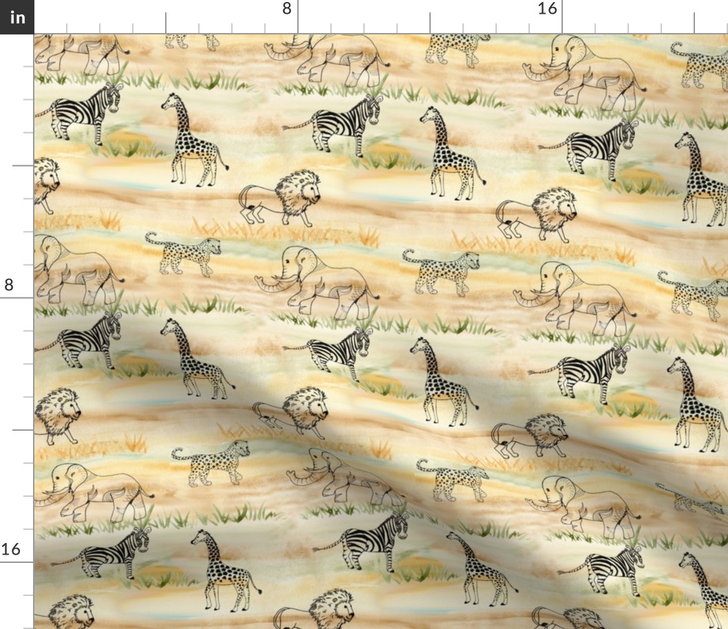 safari line art pattern