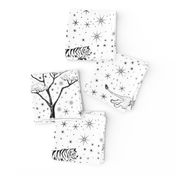 Star Safari hand drawn with big cats tiger, lion, and cheetah in jungle sun and moon night sky, gender neutral baby nursery wallpaper, kids home decor, black and white wallpaper, unisex nursery,  kids home decor,  home decor,