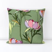 Peonies (Large) - Green