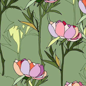 Peonies (Large) - Green