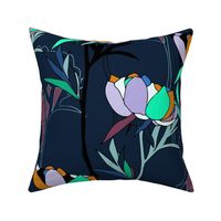 Peonies (Large) - Navy