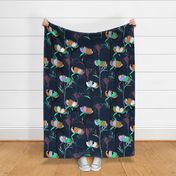 Peonies (Large) - Navy