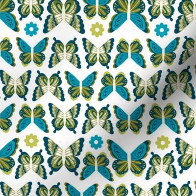 Happy Spring Butterflies - Blue Green