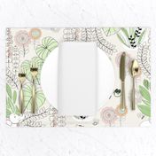 Safari BABY ANIMAL WallPAPER LINE ARTWORK GREEN AND PEACH-01