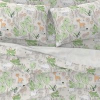 Safari BABY ANIMAL WallPAPER LINE ARTWORK GREEN AND PEACH-01