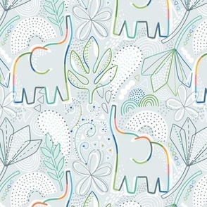 line art elephant safari jungle design