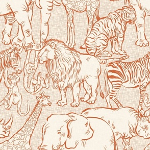 Safari Animals Ochre Terracotta Large Scale