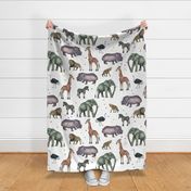 Safari Party with Pom Poms // Larger Size // Painted Safari Animals