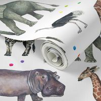 Safari Party with Pom Poms // Larger Size // Painted Safari Animals