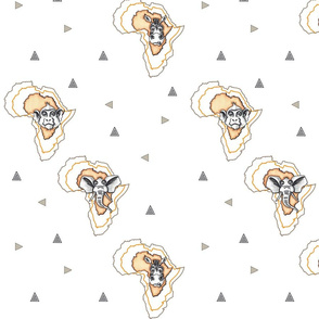 africa shape with animal inside neutral with triangles